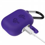 Wholesale Airpod Pro Charging Case Protective Silicone Cover Skin with Hang Hook Clip (Purple)